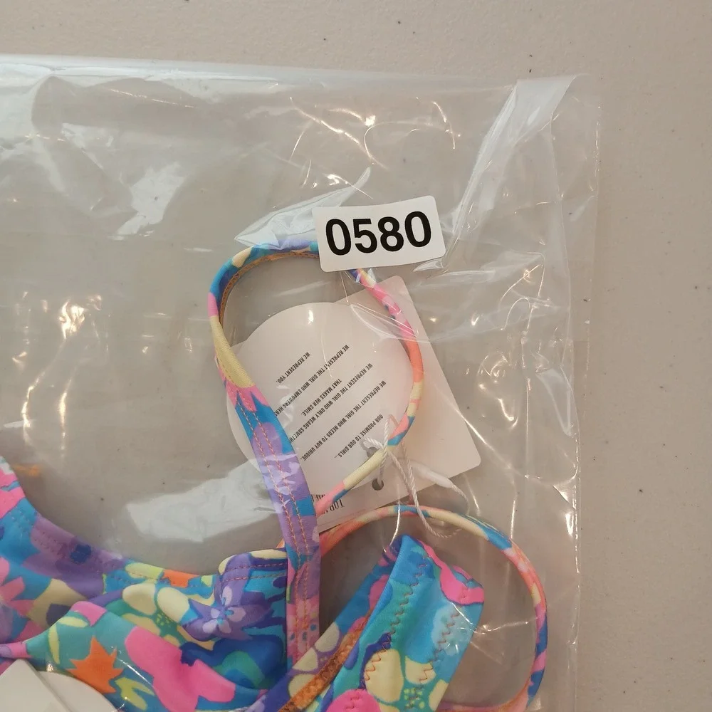 NWT Kulani Kinis Bikini Set Womens S Multicolor Floral Triangle Two Piece Swim